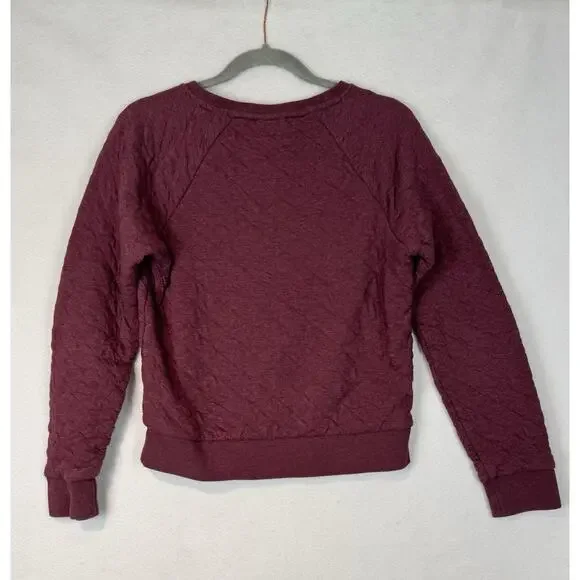 Patagonia Women’s Organic Cotton Quilted Crewneck Sweatshirt Burgundy Red Small - Picture 2 of 4